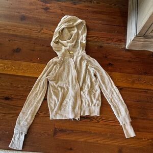 Chan Luu Sand-Beige Hooded Zip Front Sweatshirt